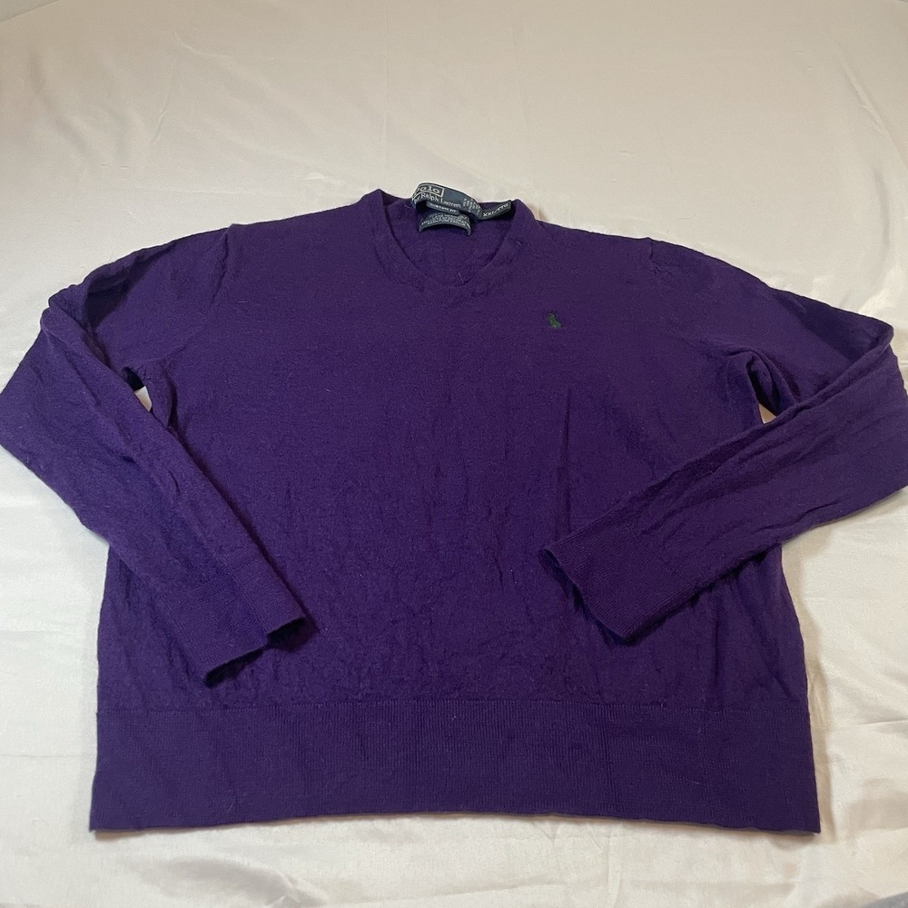 Polo Ralph‎ Lauren 100% Merino Wool V-neck Sweater READ DESCRIPTION Mens Small